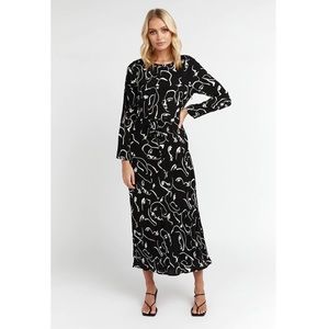 DISSH | MONET BLACK PRINTED SLEEVED DRESS Size 2/XS